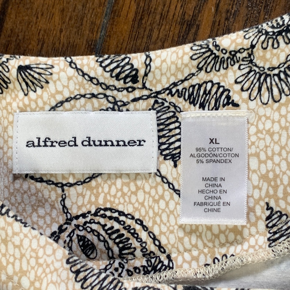 Alfred Dunner Floral 3/4 Cotton Blouse Top - XL, neutral beaded gray black cream - Picture 8 of 11